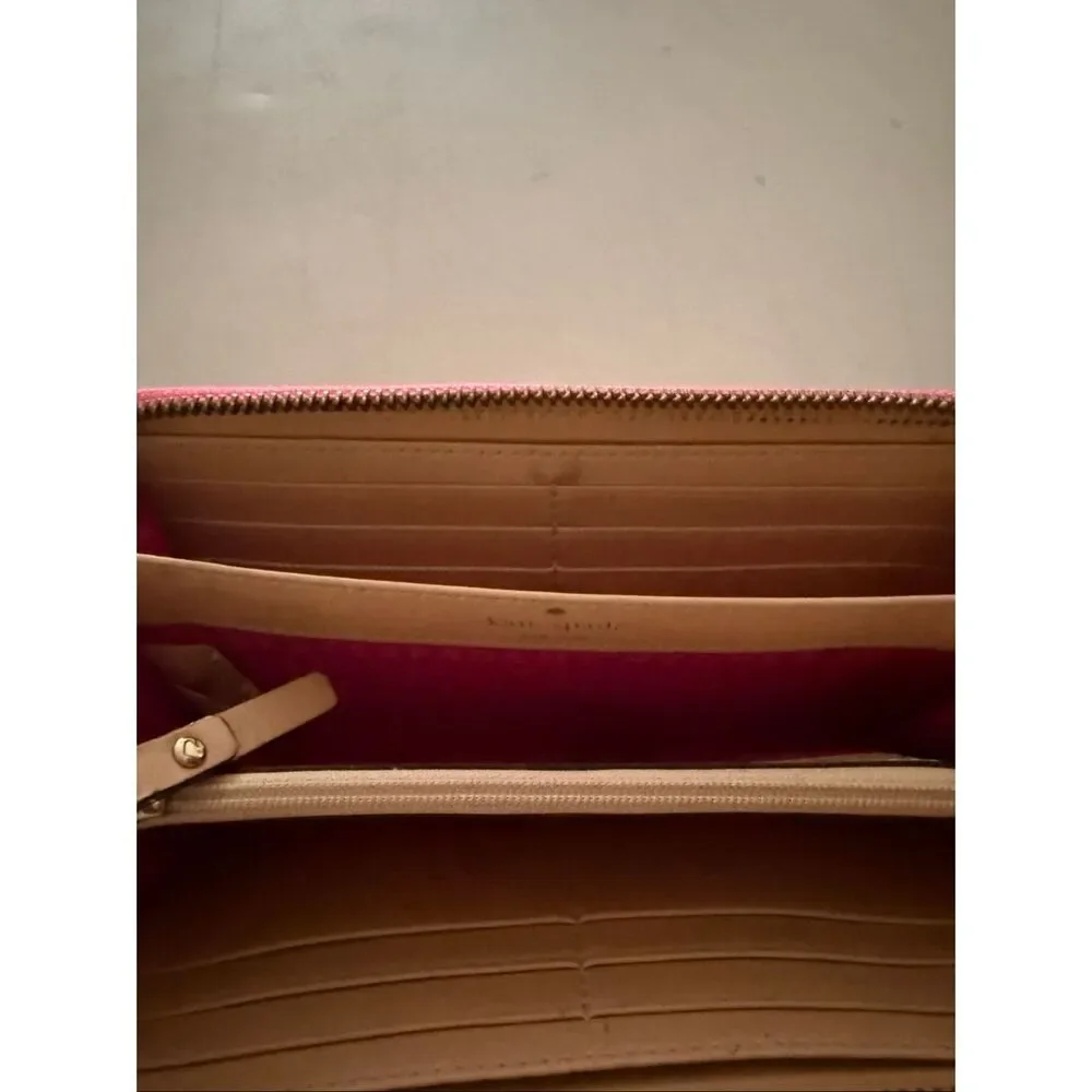Kate Spade New York Pink Leather Zip Around Continental Wallet
